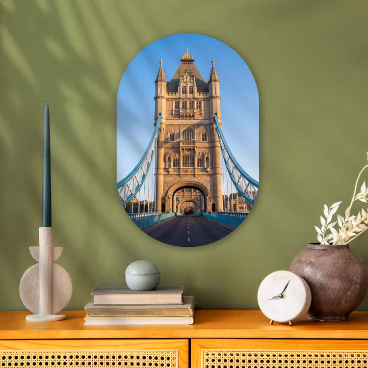Brug - Toren - Architectuur - Klassiek - Blauw Wandcirkel Ovaal Forex klein -sfeer2