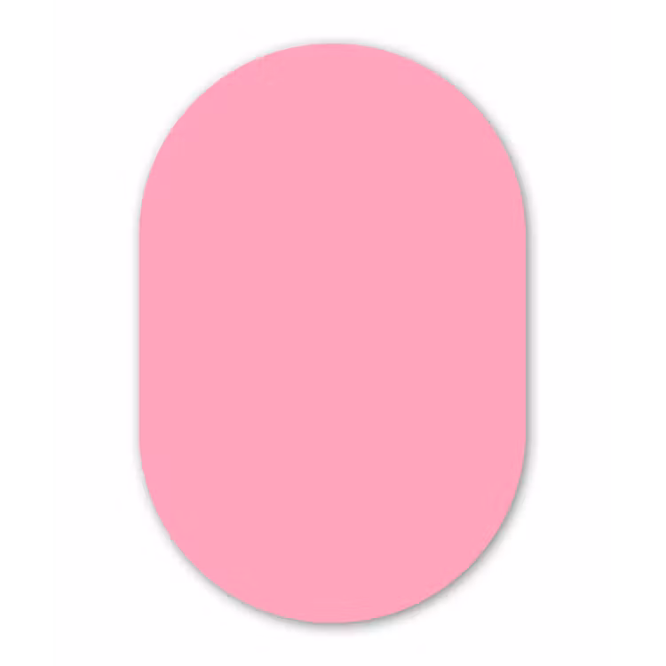 Bubblegum - Pink - Roze Wandcirkel Ovaal Forex klein 630 -3d