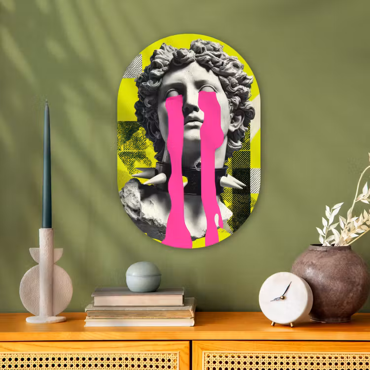 Buste - Verf - Geel Wandcirkel Ovaal Forex klein -sfeer2