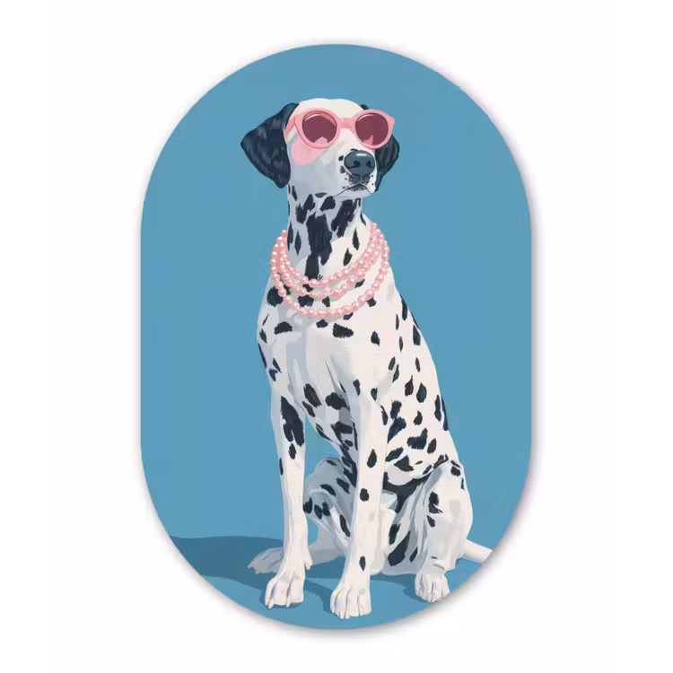 Dalmatiër - Zonnebril - Blauw Wandcirkel Ovaal Forex klein -3d