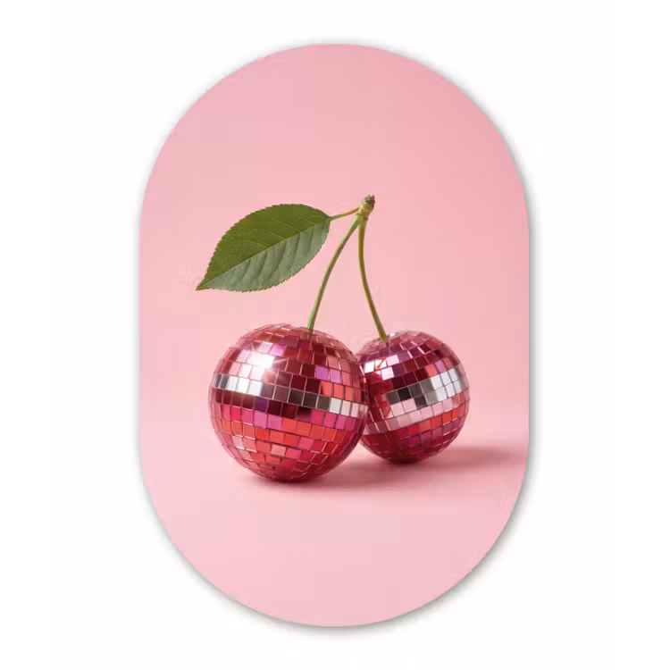 Disco - Kersen - Roze Wandcirkel Ovaal Forex klein -3d