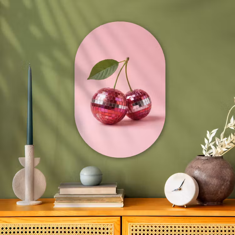 Disco - Kersen - Roze Wandcirkel Ovaal Forex klein -sfeer2