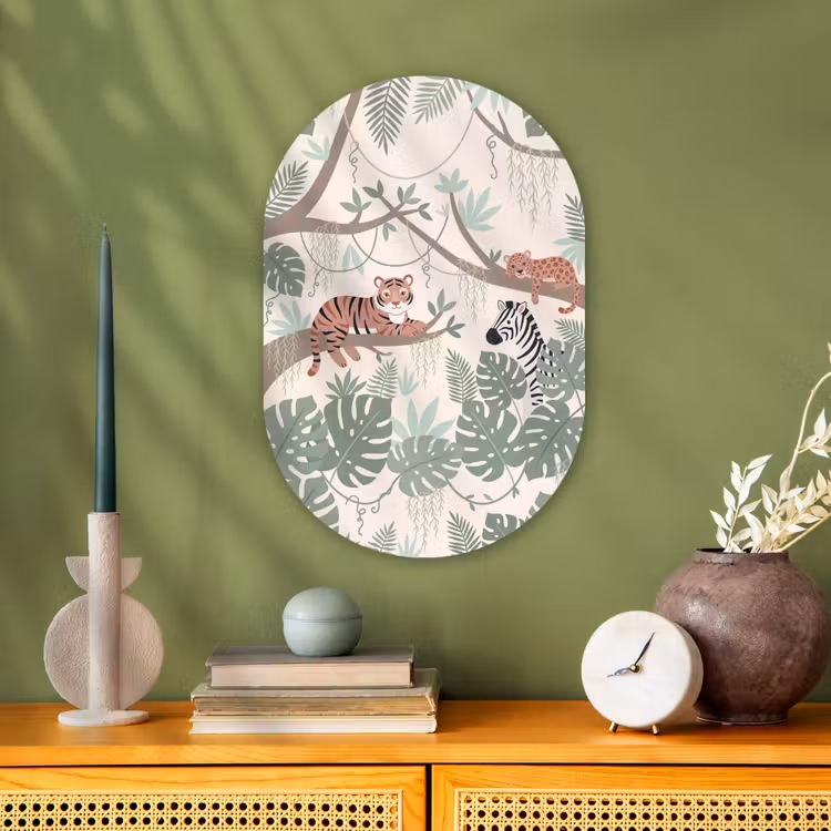 Jungle - Rustiek - Pastel Wandcirkel Ovaal Forex klein -sfeer2