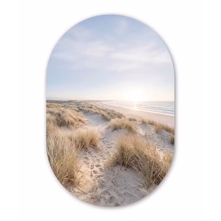 Duinen - Strand - Beige Wandcirkel Ovaal Forex klein -3d