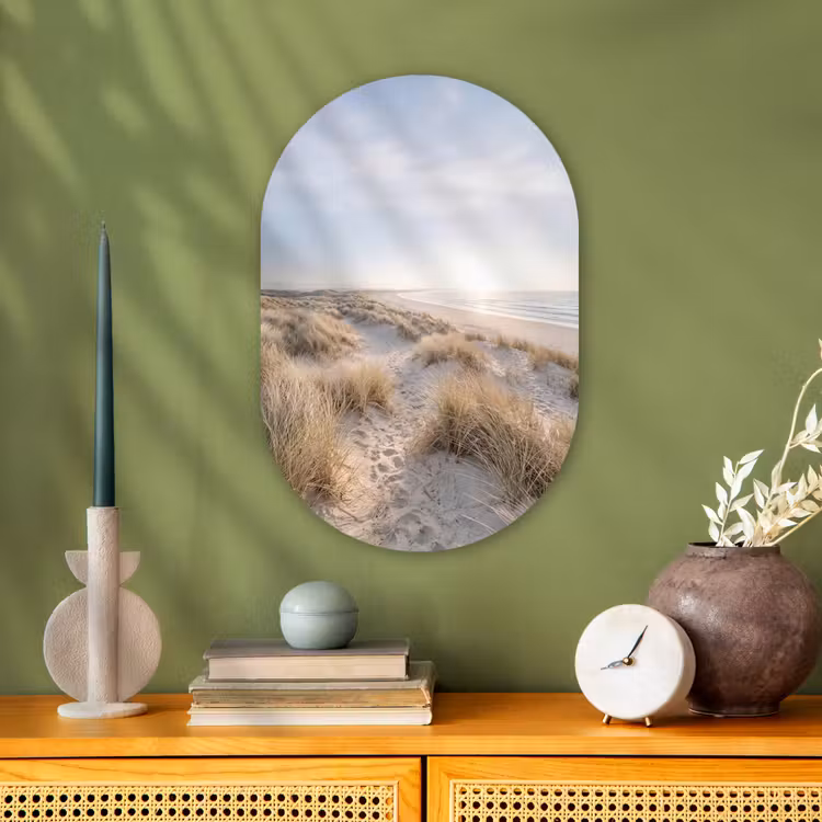 Duinen - Strand - Beige Wandcirkel Ovaal Forex klein -sfeer2