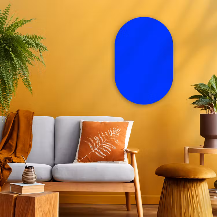 Electric - Blue - Blauw Wandcirkel Ovaal Forex klein 630 -sfeer4