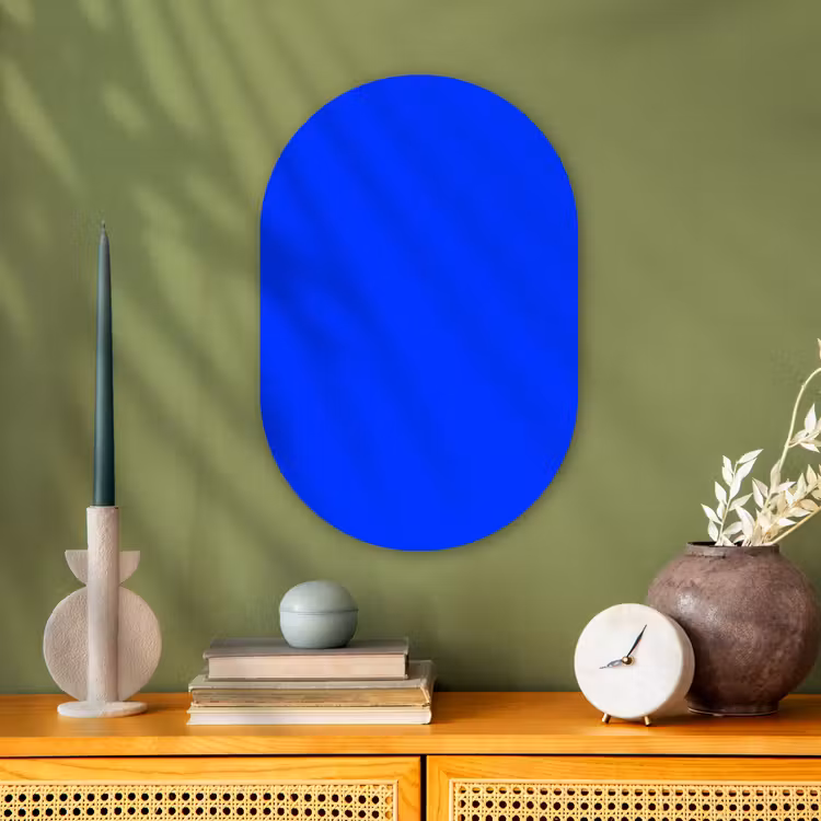 Electric - Blue - Blauw Wandcirkel Ovaal Forex klein 630 -sfeer2