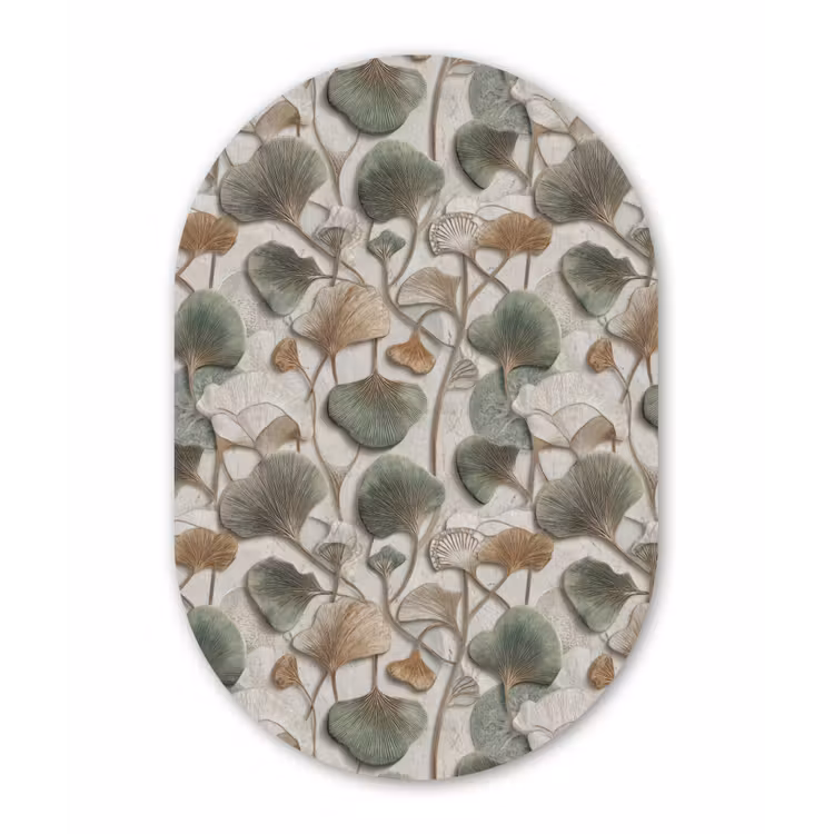 Elegant - Bladeren - Groen Wandcirkel Ovaal Forex klein 630 -3d