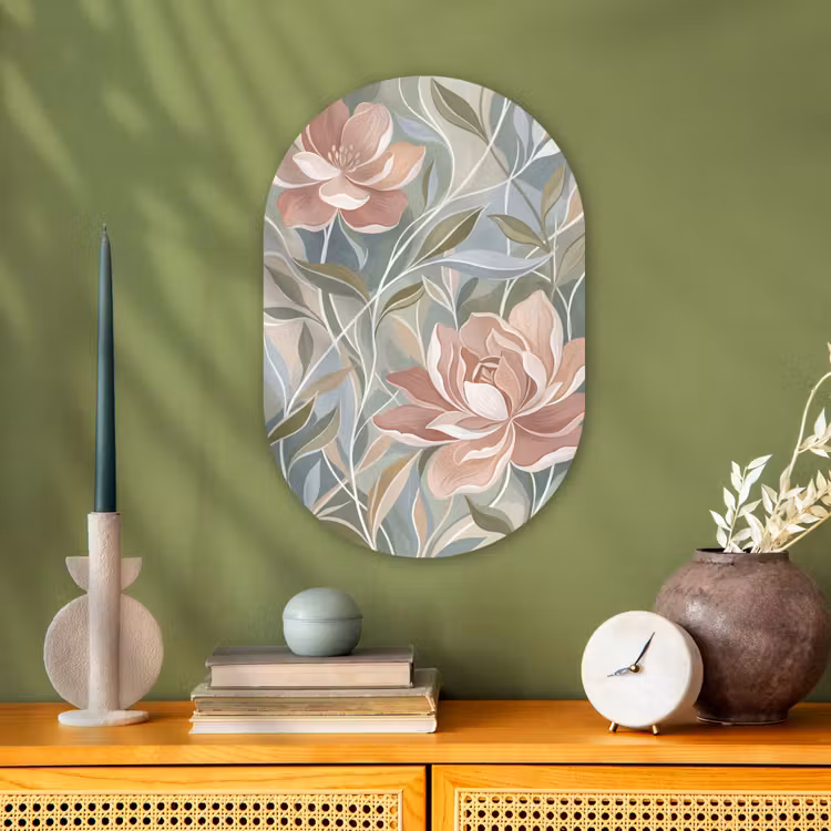 Elegant - Romantiek - Roze Wandcirkel Ovaal Forex klein -sfeer2