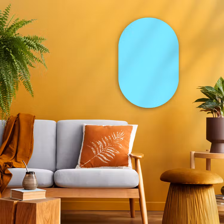 Electric - Cyan - Blauw Wandcirkel Ovaal Forex klein 630 -sfeer4