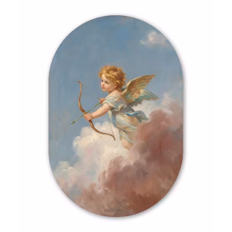 Engel - Pijl en boog - Mythologie - Klassiek Wandcirkel Ovaal Forex klein -3d