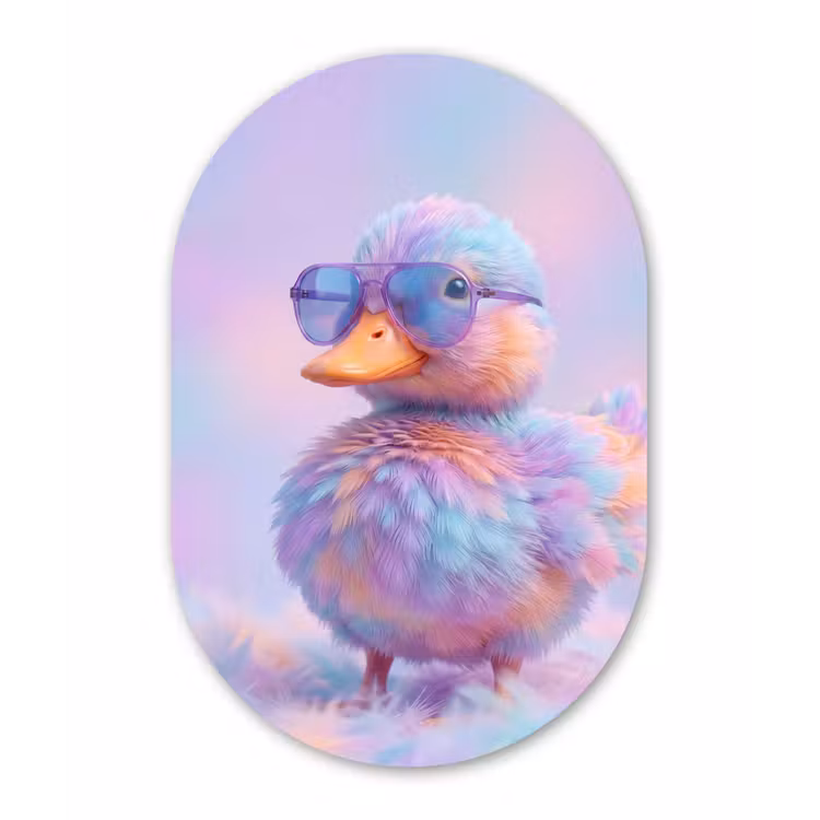 Eend - bril - Pastel Wandcirkel Ovaal Forex klein -3d