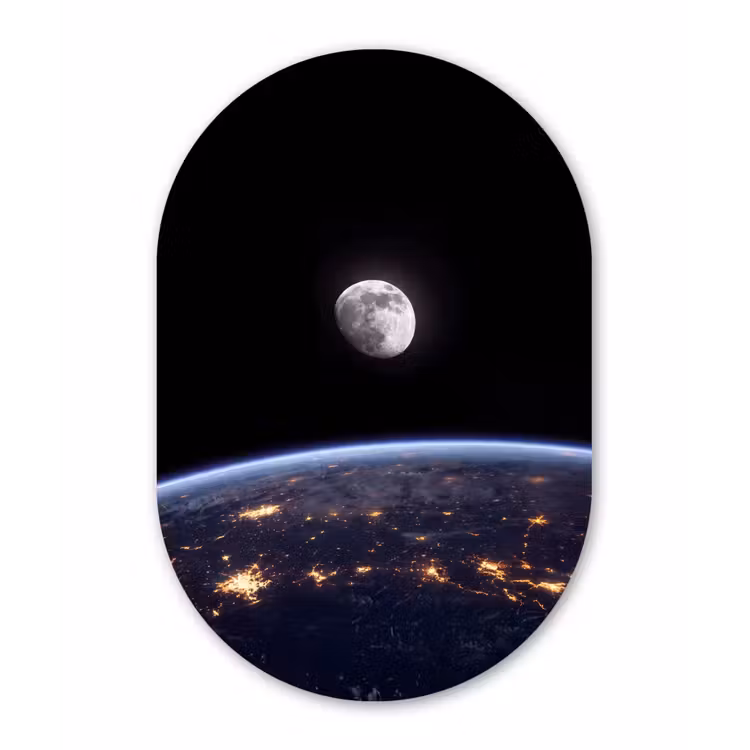 Forexbild Oval - Erde – Nacht – Weltraum - Aarde - Nacht - Ruimte Wandcirkel Ovaal Forex klein