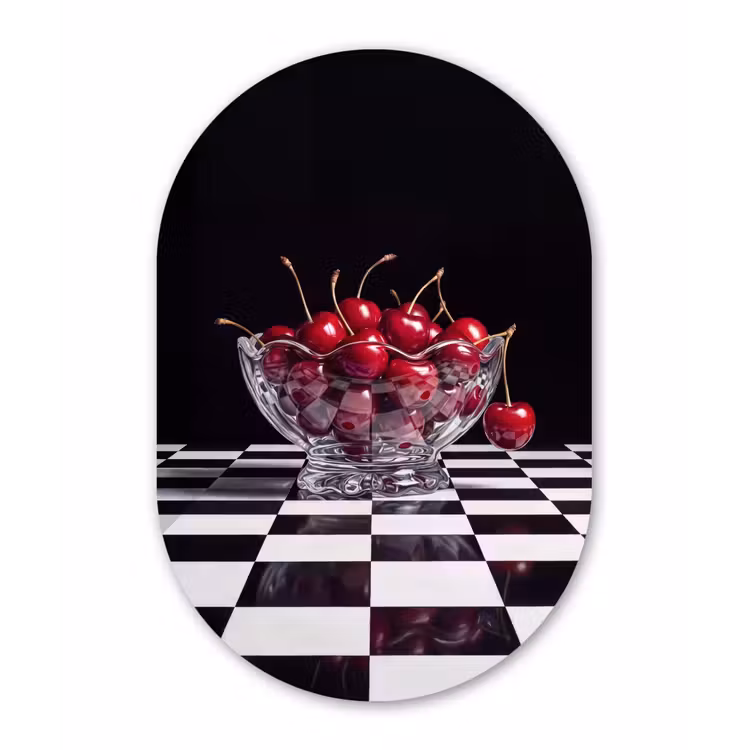 Forexbild Oval - Essen – Kirschen – Rot - Eten - Kersen - Rood Wandcirkel Ovaal Forex klein