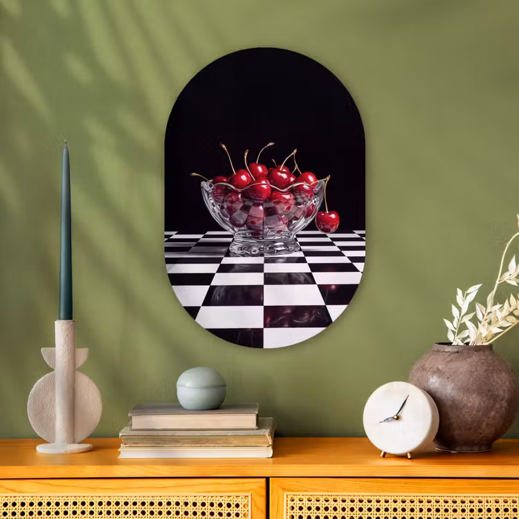 Forexbild Oval - Essen – Kirschen – Rot - Eten - Kersen - Rood Wandcirkel Ovaal Forex klein