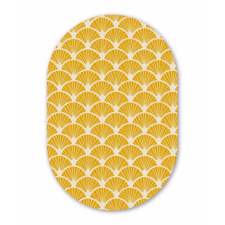 Waaiers - Art Deco - Retro - Okergeel Wandcirkel Ovaal Forex klein 630 -3d