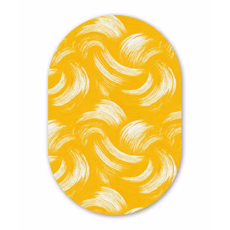Verfstreken - Abstract - Dynamisch - Geel Wandcirkel Ovaal Forex klein 630 -3d
