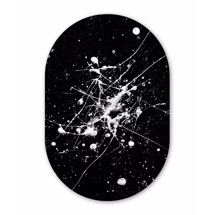 Verfspatten - Wit - Abstract - Explosie Wandcirkel Ovaal Forex klein -3d