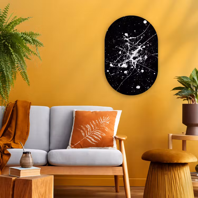 Verfspatten - Wit - Abstract - Explosie Wandcirkel Ovaal Forex klein -sfeer4