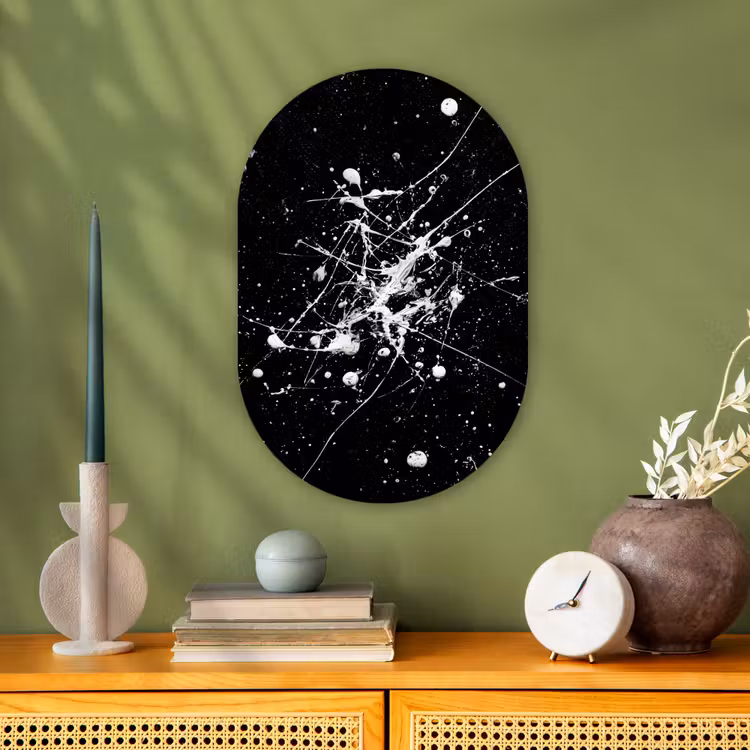 Verfspatten - Wit - Abstract - Explosie Wandcirkel Ovaal Forex klein -sfeer2