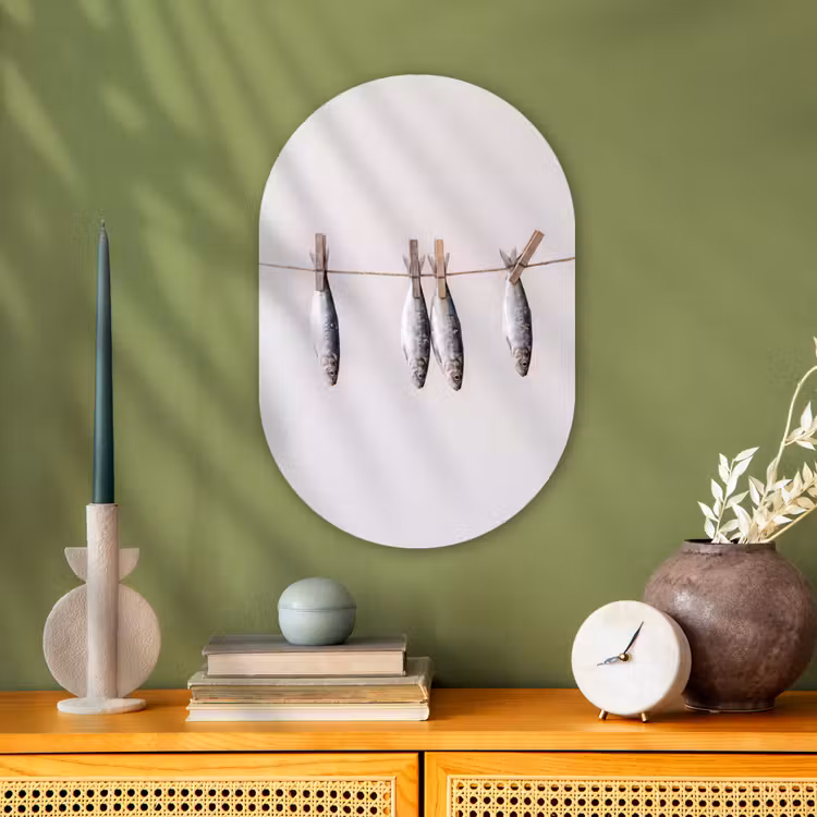 Forexbild Oval - Fisch – Hängend – Essen - Vis - Hangend - Eten Wandcirkel Ovaal Forex klein