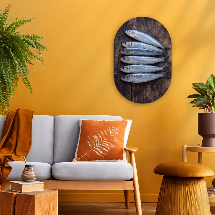 Forexbild Oval - Fisch – Holz – Essen - Vis - Hout - Eten Wandcirkel Ovaal Forex klein