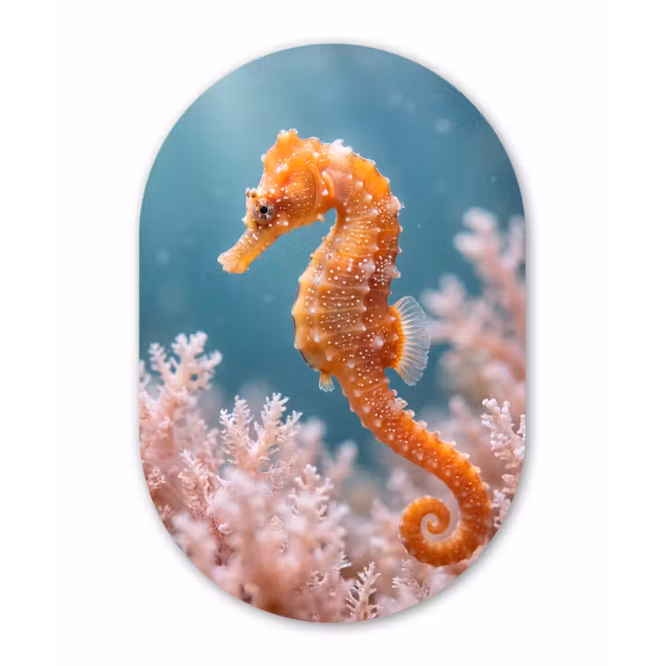 Vis - Koraal - Oceaan - Macro - Oranje Wandcirkel Ovaal Forex klein -3d