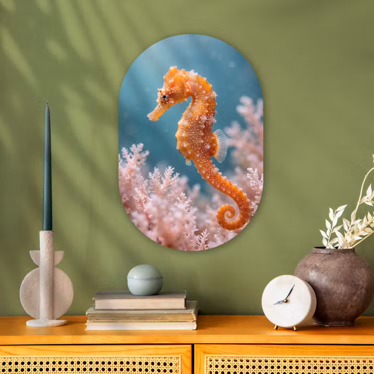 Vis - Koraal - Oceaan - Macro - Oranje Wandcirkel Ovaal Forex klein -sfeer2