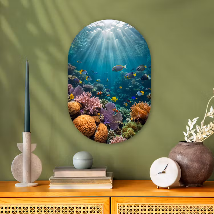 Vis - Koraal - Oceaan - Natuur - Kleurrijk Wandcirkel Ovaal Forex klein -sfeer2