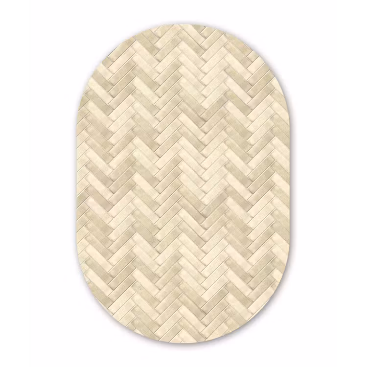 Visgraat - Wandtegel - Licht Beige Wandcirkel Ovaal Forex klein 630 -3d