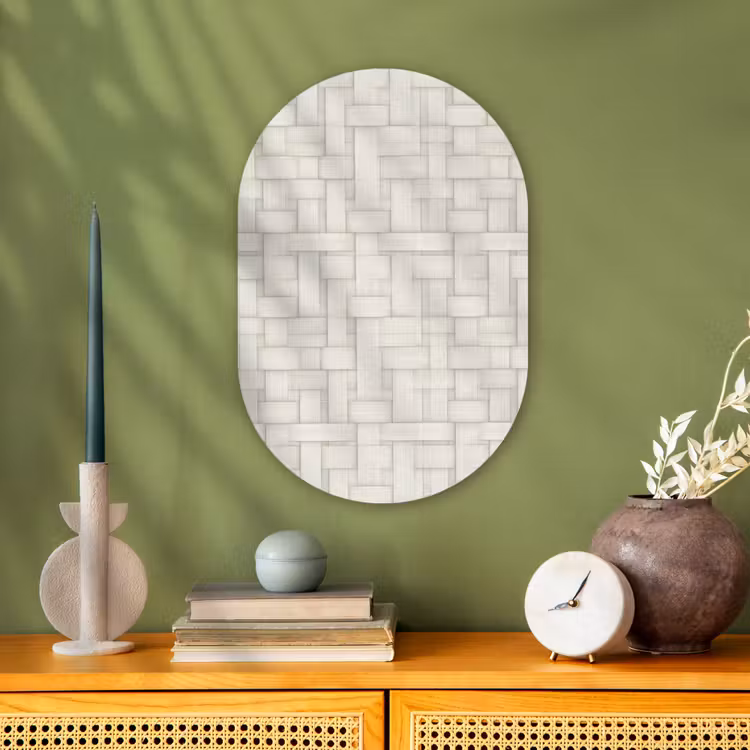 Vlechtwerk - Banen - Beige Wandcirkel Ovaal Forex klein 630 -sfeer2