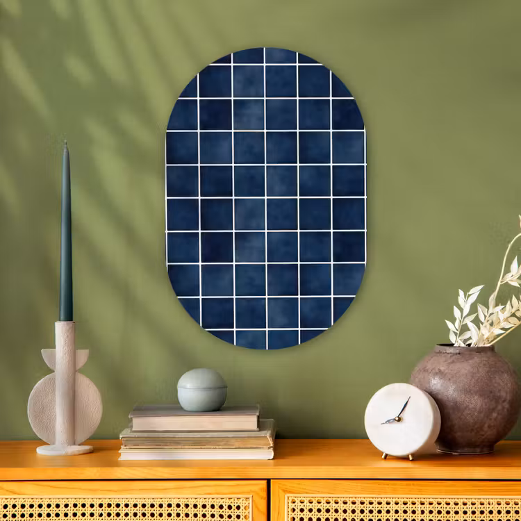 Tegel - Modern - Blauw Wandcirkel Ovaal Forex klein 630 -sfeer2