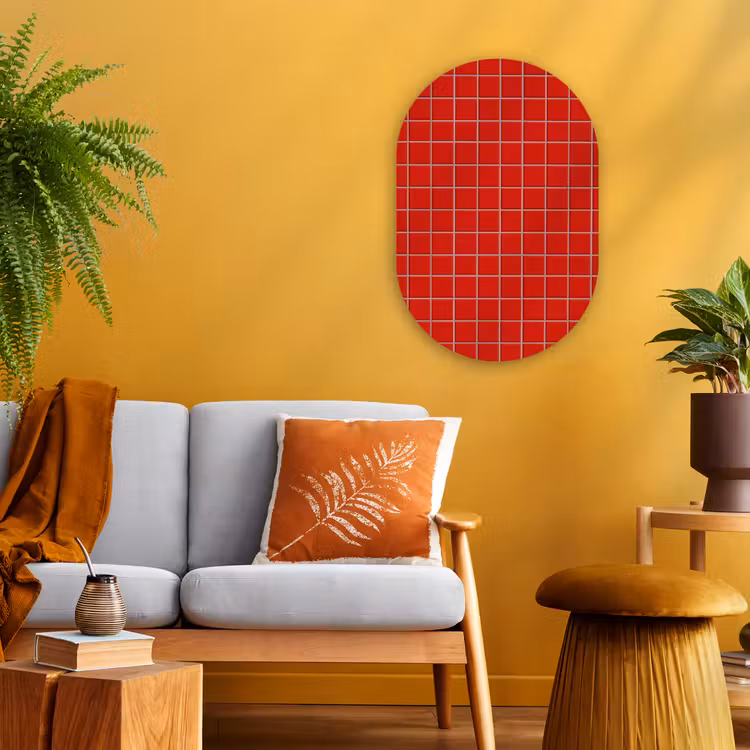 Tegel - Patroon - Kersen - Rood Wandcirkel Ovaal Forex klein 630 -sfeer4