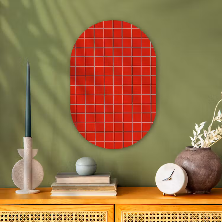Tegel - Patroon - Kersen - Rood Wandcirkel Ovaal Forex klein 630 -sfeer2
