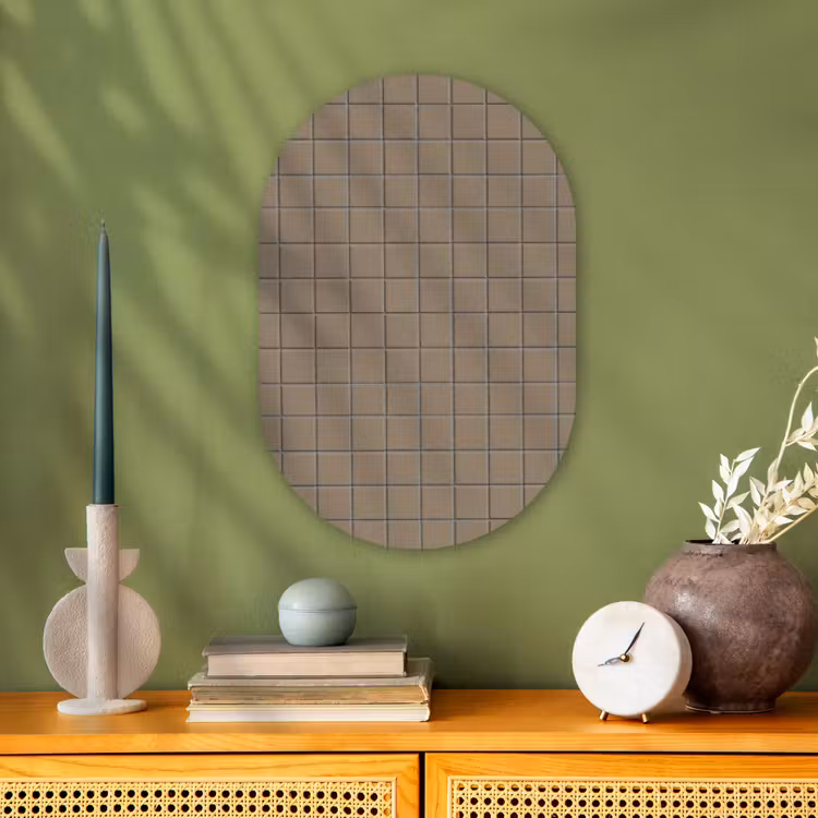 Tegel - Patroon - Taupe Wandcirkel Ovaal Forex klein 630 -sfeer2