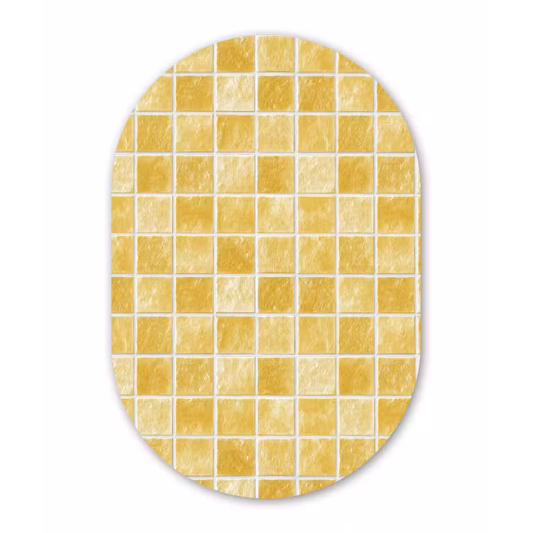 Tegels - Mozaïek - Textuur - Goudgeel Wandcirkel Ovaal Forex klein 630 -3d