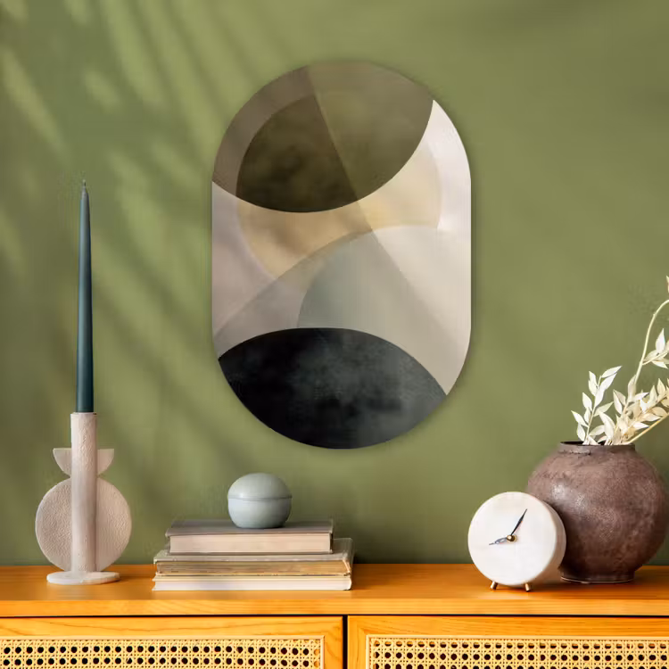 Vlakken - Abstract - Beige - Cirkels Wandcirkel Ovaal Forex klein -sfeer2