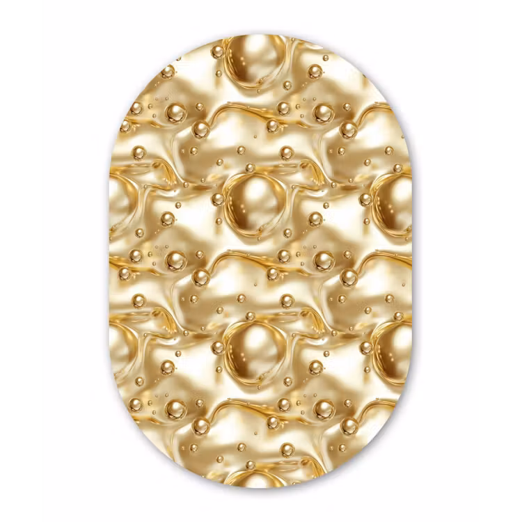Vloeibaar - Druppels - Goud Wandcirkel Ovaal Forex klein 630 -3d