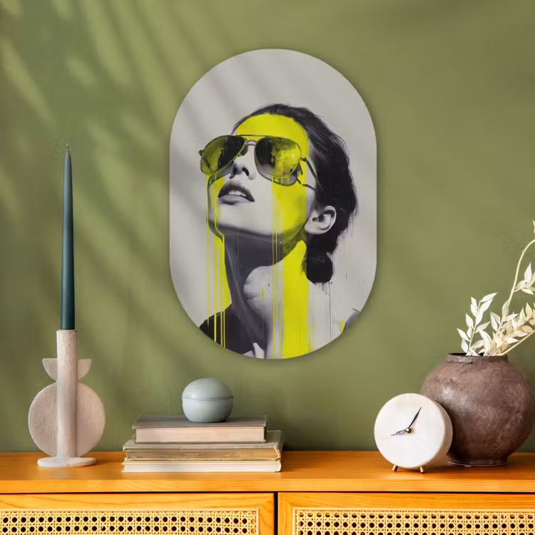 Vrouw - Bril - Verf Wandcirkel Ovaal Forex klein -sfeer2