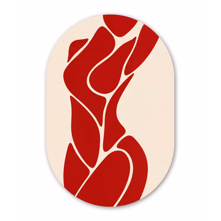 Vrouw - Figuur - Abstract - Modern - Rood Wandcirkel Ovaal Forex klein -3d
