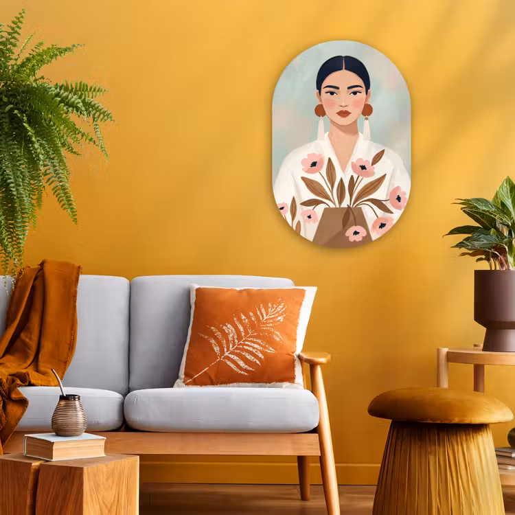 Vrouw - Kimono - Pastel Wandcirkel Ovaal Forex klein -sfeer4