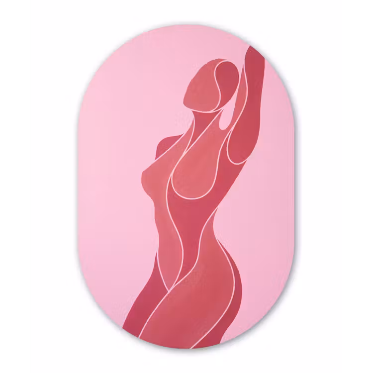 Vrouw - Lichaam - Abstract - Roze Wandcirkel Ovaal Forex klein -3d