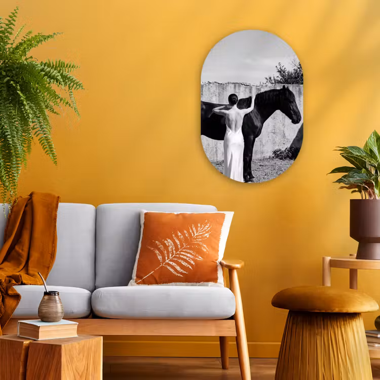 Vrouw - Paard - Artistiek Wandcirkel Ovaal Forex klein -sfeer4