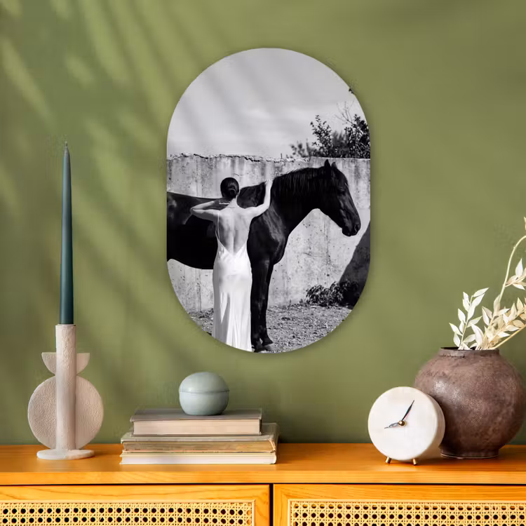 Vrouw - Paard - Artistiek Wandcirkel Ovaal Forex klein -sfeer2