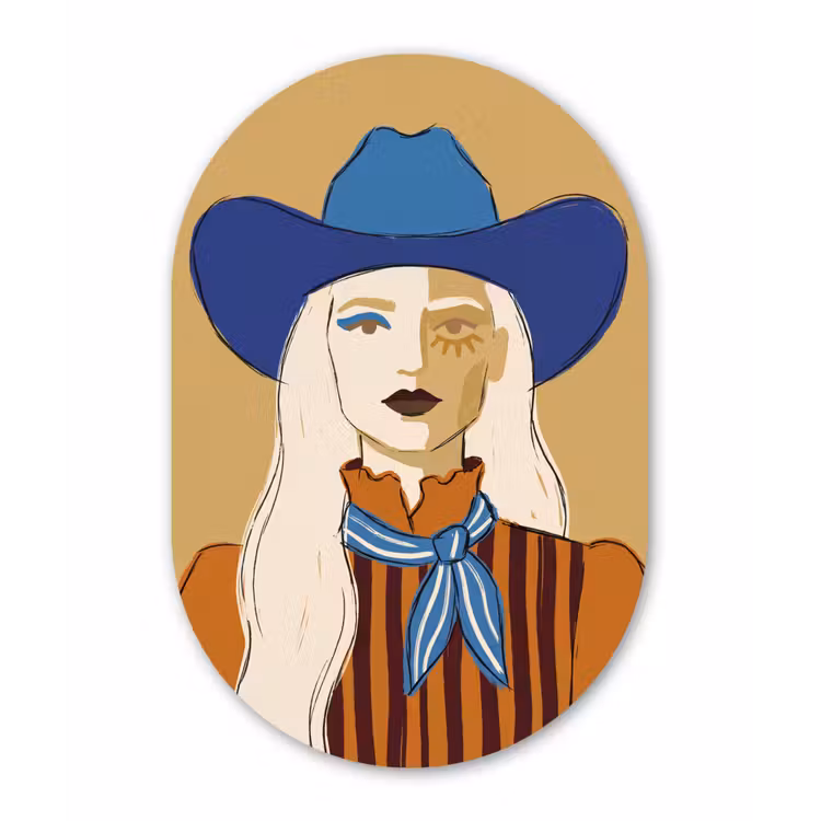 Vrouw - Portret - Abstract - Kleurrijk - Modern Wandcirkel Ovaal Forex klein -3d