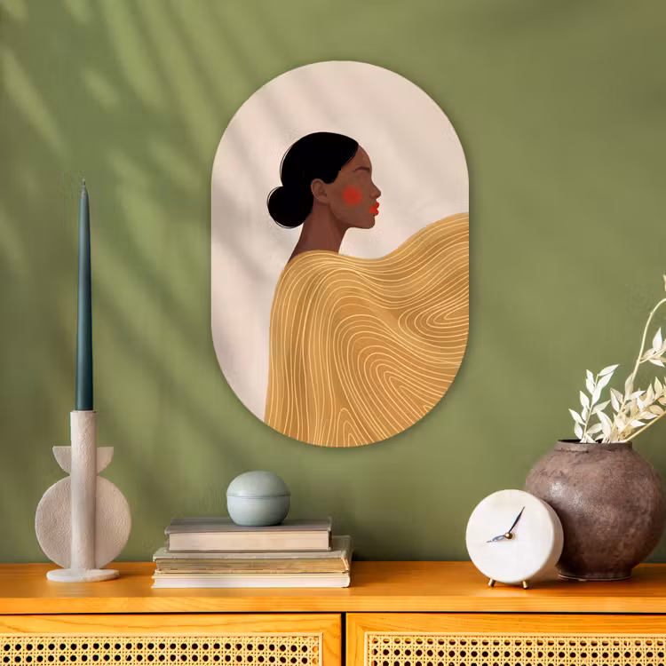 Vrouw - Profiel - Modern - Abstract - Kunst Wandcirkel Ovaal Forex klein -sfeer2