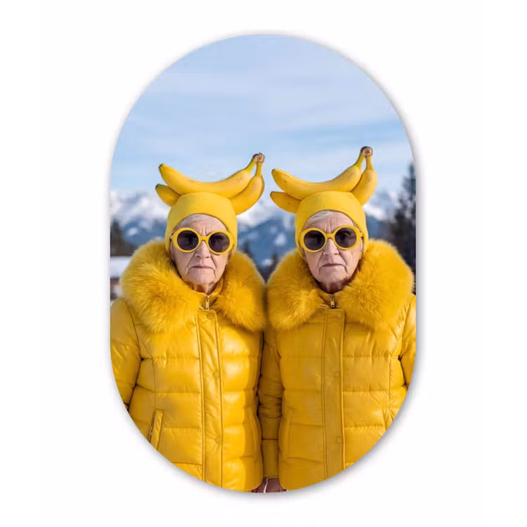 Vrouwen - Bananen - Geel Wandcirkel Ovaal Forex klein -3d