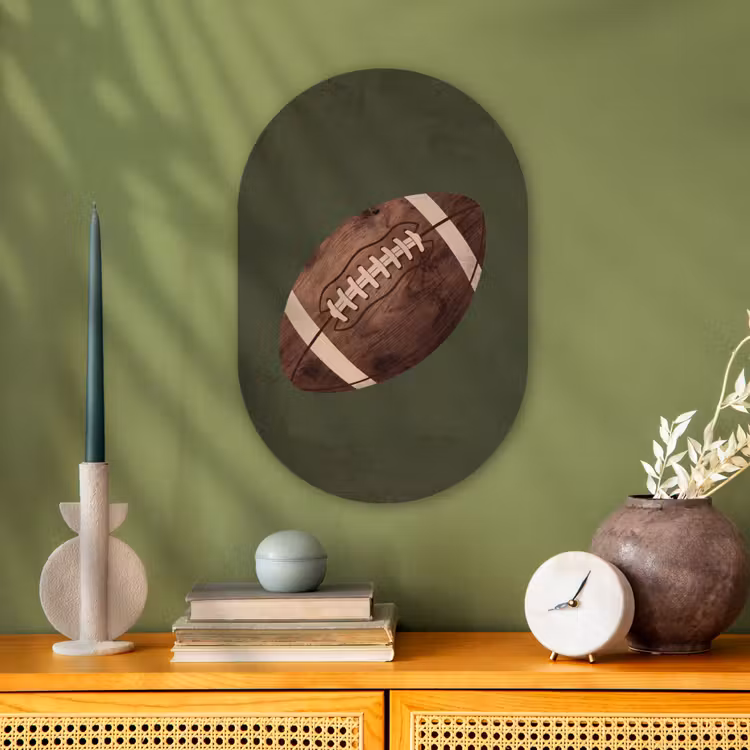 Football - Hout - Sport - Groen Wandcirkel Ovaal Forex klein -sfeer2