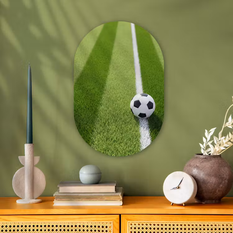 Voetbal - Grasveld - Sport - Groen Wandcirkel Ovaal Forex klein -sfeer2