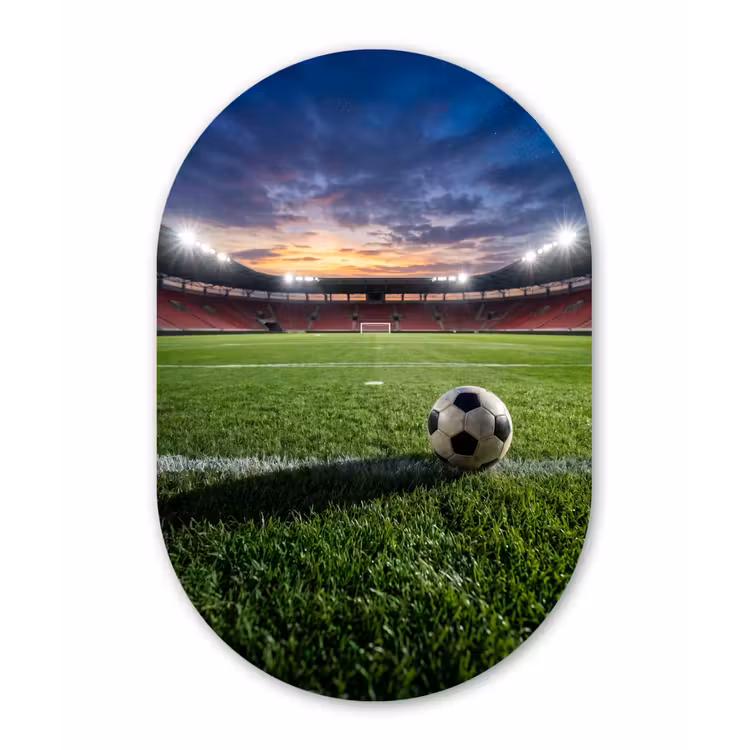 Voetbal - Stadion - Sport - Groen Wandcirkel Ovaal Forex klein -3d